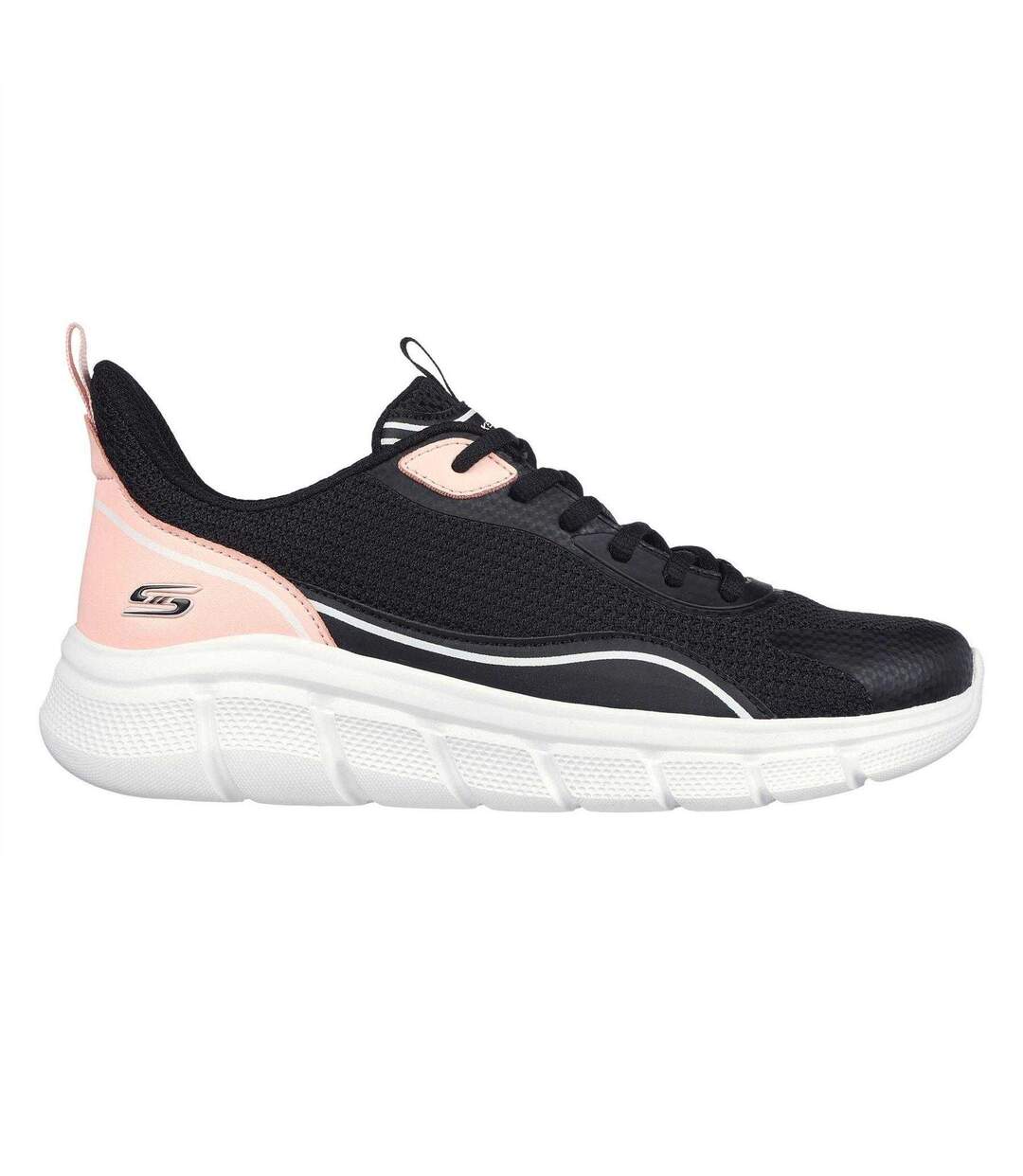 Womens/ladies Bobs Flex Trainers Black Pink Skechers-3
