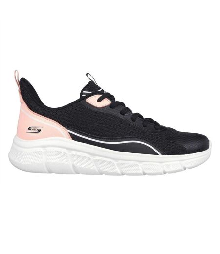 Womens/ladies Bobs Flex Trainers Black Pink Skechers