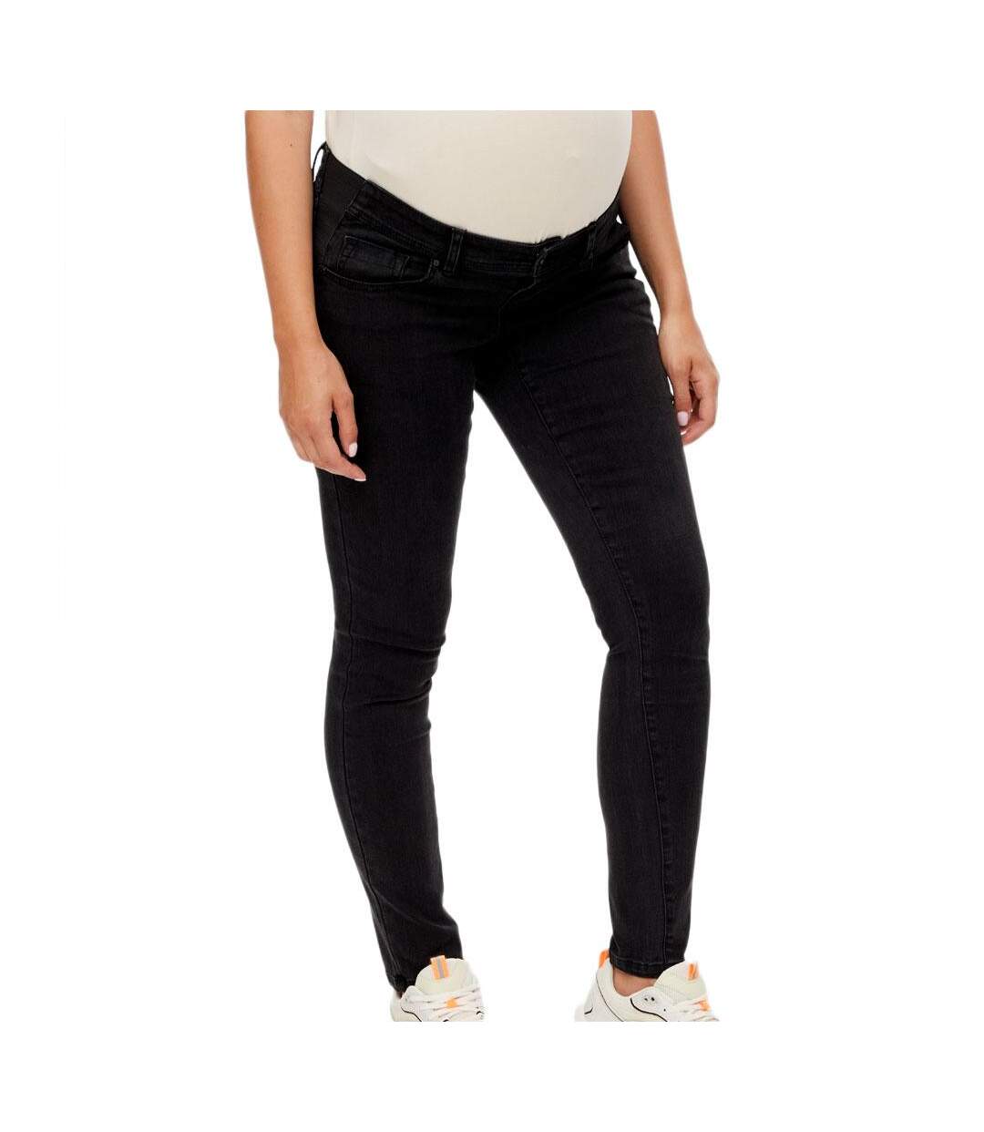 Jean Slim Noir de Grossesse Mamalicious Elastics - W26-L32