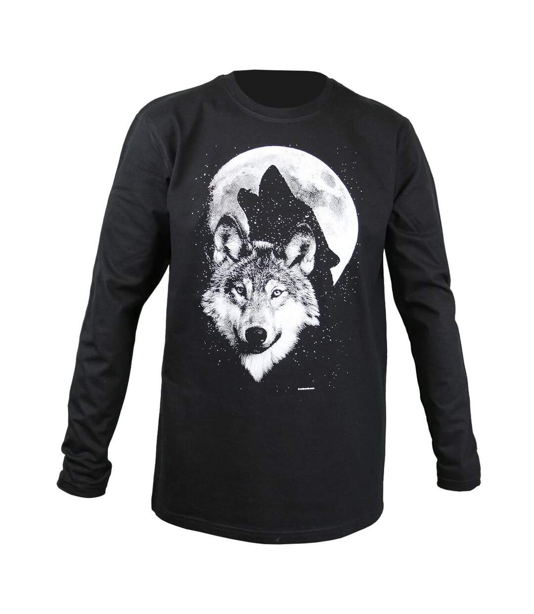 T-shirt homme manches longues - Moto loup 19955 - noir-1