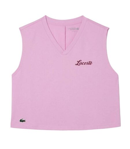 Womens/ladies Cotton Ultra Dry Sports Crop Top Pink Lacoste