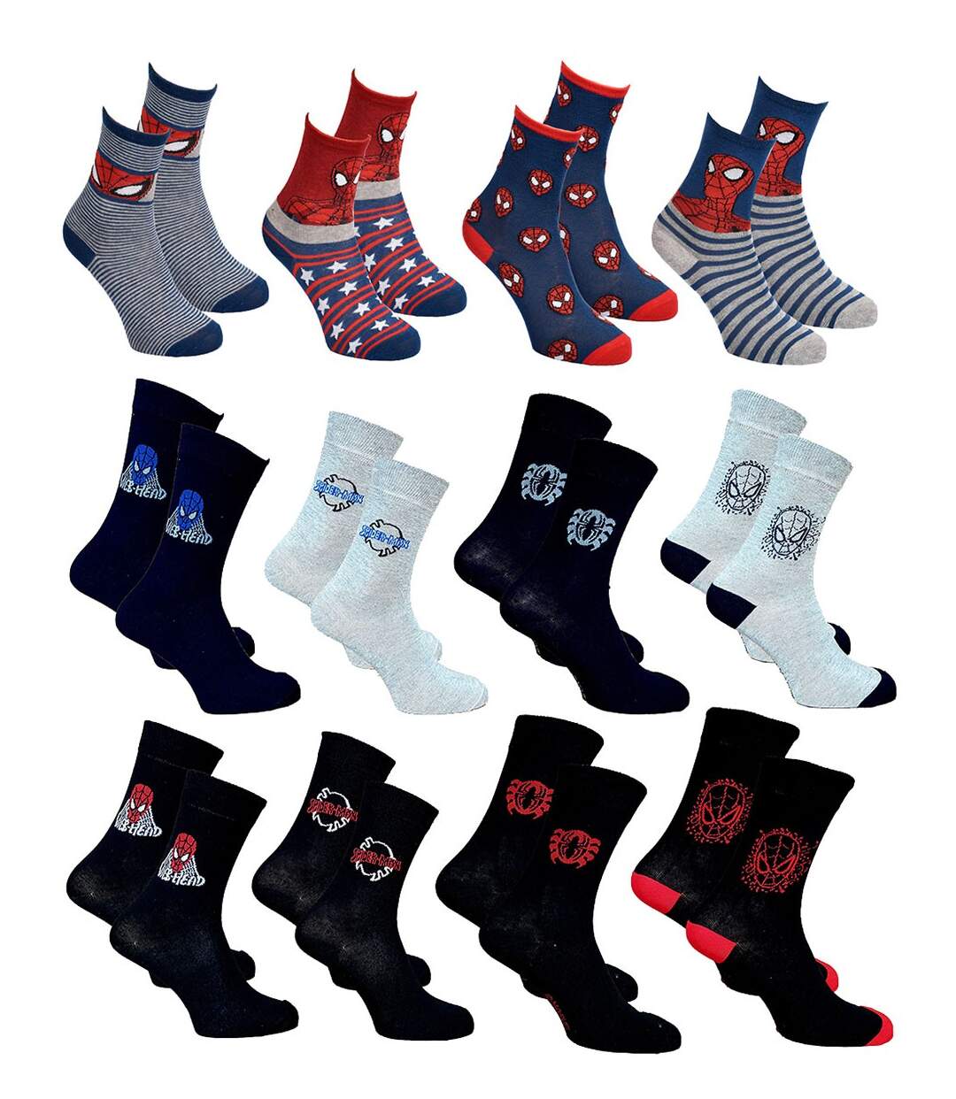 Chaussettes HOMME Licence PACK DE 12 PAIRES SURPRISE Pack 12 SPIDERMAN