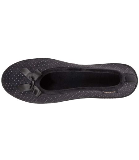 Isotoner Chaussons Ballerines femme ultra doux, ultra confort talon de 3,8 cm