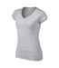 T-shirt À Manches Courtes Et Col En V Femme Gris Sport Gildan-4