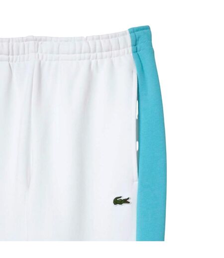 Mens Colour Block Jogging Bottoms White Blue Lacoste