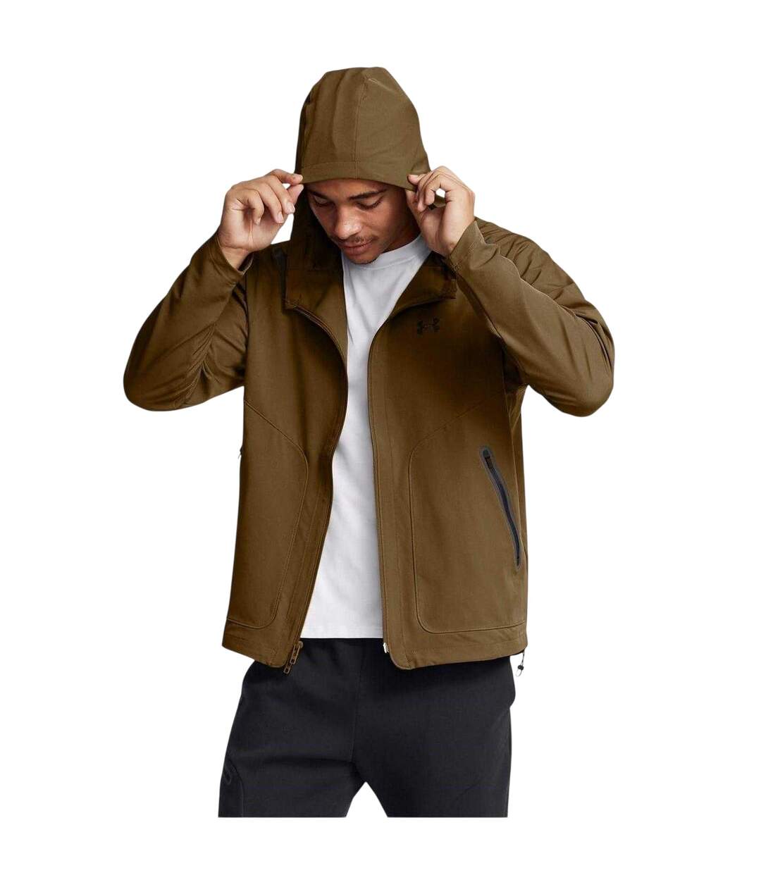Mens Unstoppable Hooded Tracksuit Top Brown Under Armour-1