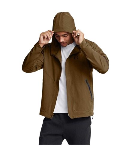 Mens Unstoppable Hooded Tracksuit Top Brown Under Armour