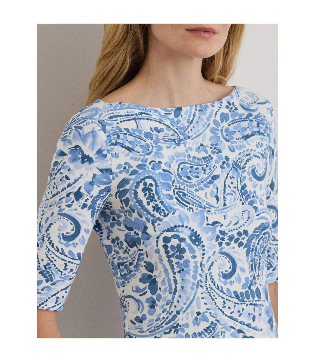 Womens/ladies Floral T-shirt White Blue Ralph Lauren-4