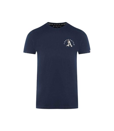 Mens London Embroidered Logo T-shirt Navy Blue Aquascutum