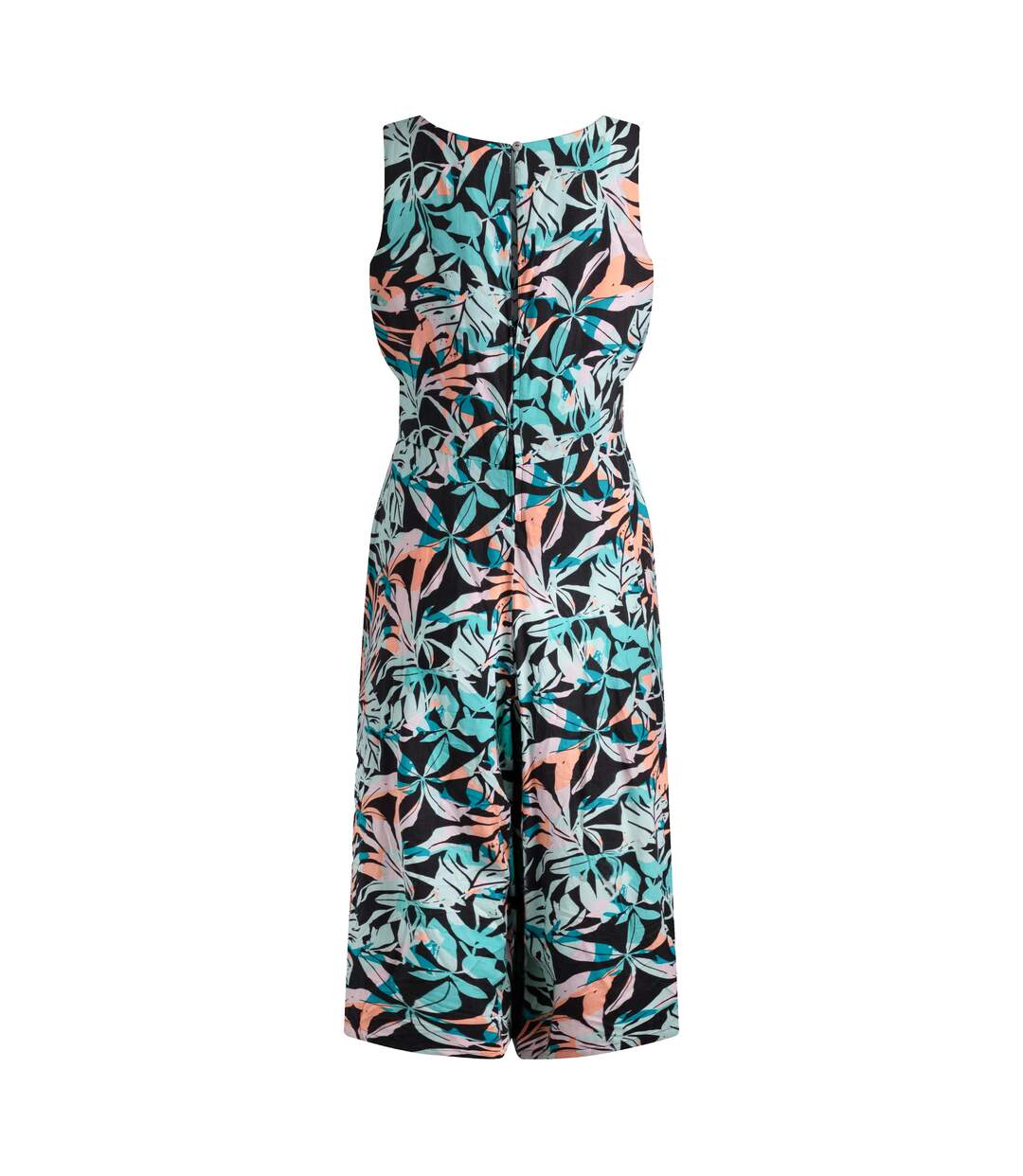 Womens/ladies nalani leaf print eco liva jumpsuit aqua blue Weird Fish-2