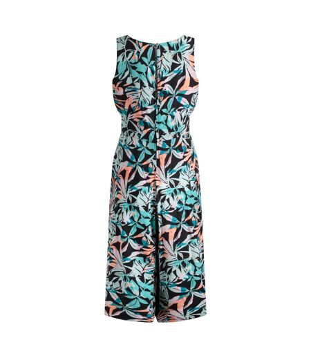 Womens/ladies nalani leaf print eco liva jumpsuit aqua blue Weird Fish