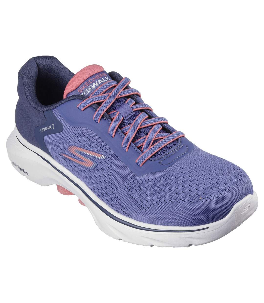 Womens/ladies go walk 7 cosmic waves trainers navy/coral Skechers-1