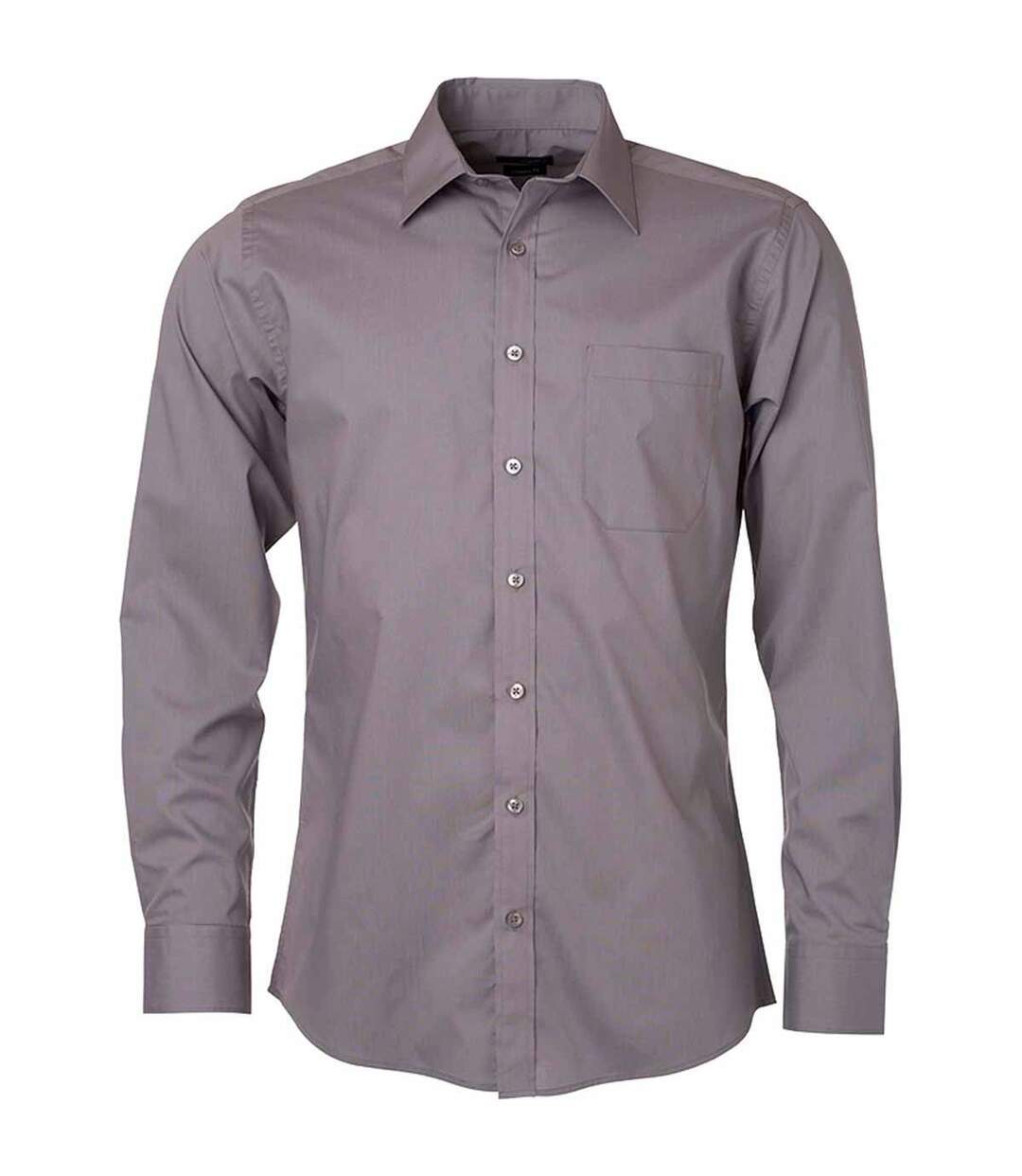 chemise popeline manches longues - JN678 - homme - gris acier