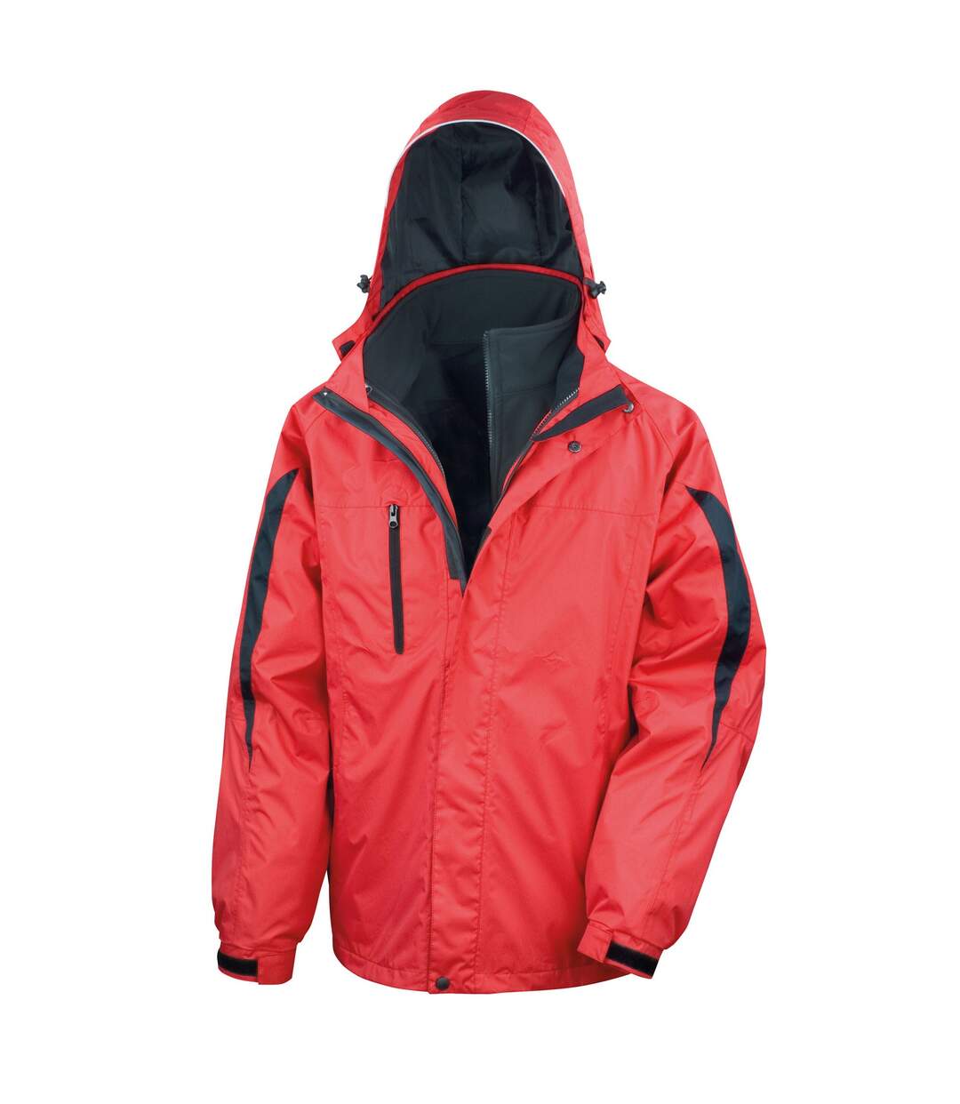 Mens 3 in 1 travel jacket red/black Result-1