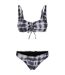 Womens/ladies Tie Dye Lace Up Bikini Black White Urban Classics-1