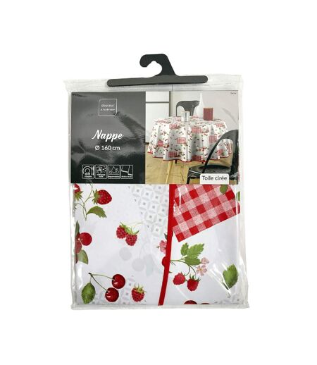 Nappe Toile Cirée Ronde Cerise 160cm Rouge