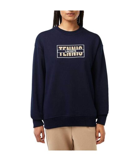 Womens/ladies Printed Fleece Oversized Tennis Sweatshirt Blue Lacoste