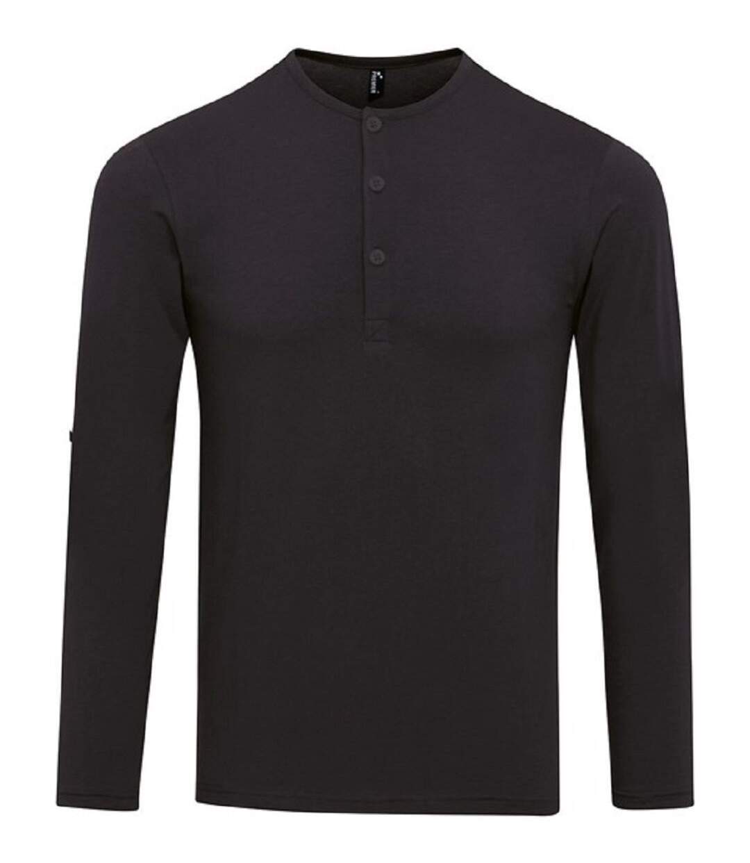 T-shirt henley manches retroussables - Homme - PR218 - noir-1