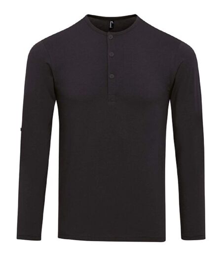 T-shirt henley manches retroussables - Homme - PR218 - noir