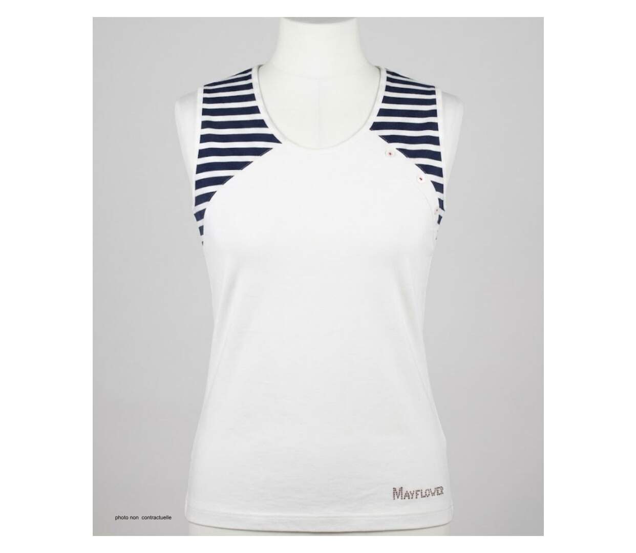Tee-shirt sans manches TF192E Mode Directe : Le débardeur 100% coton au style marin chic-3