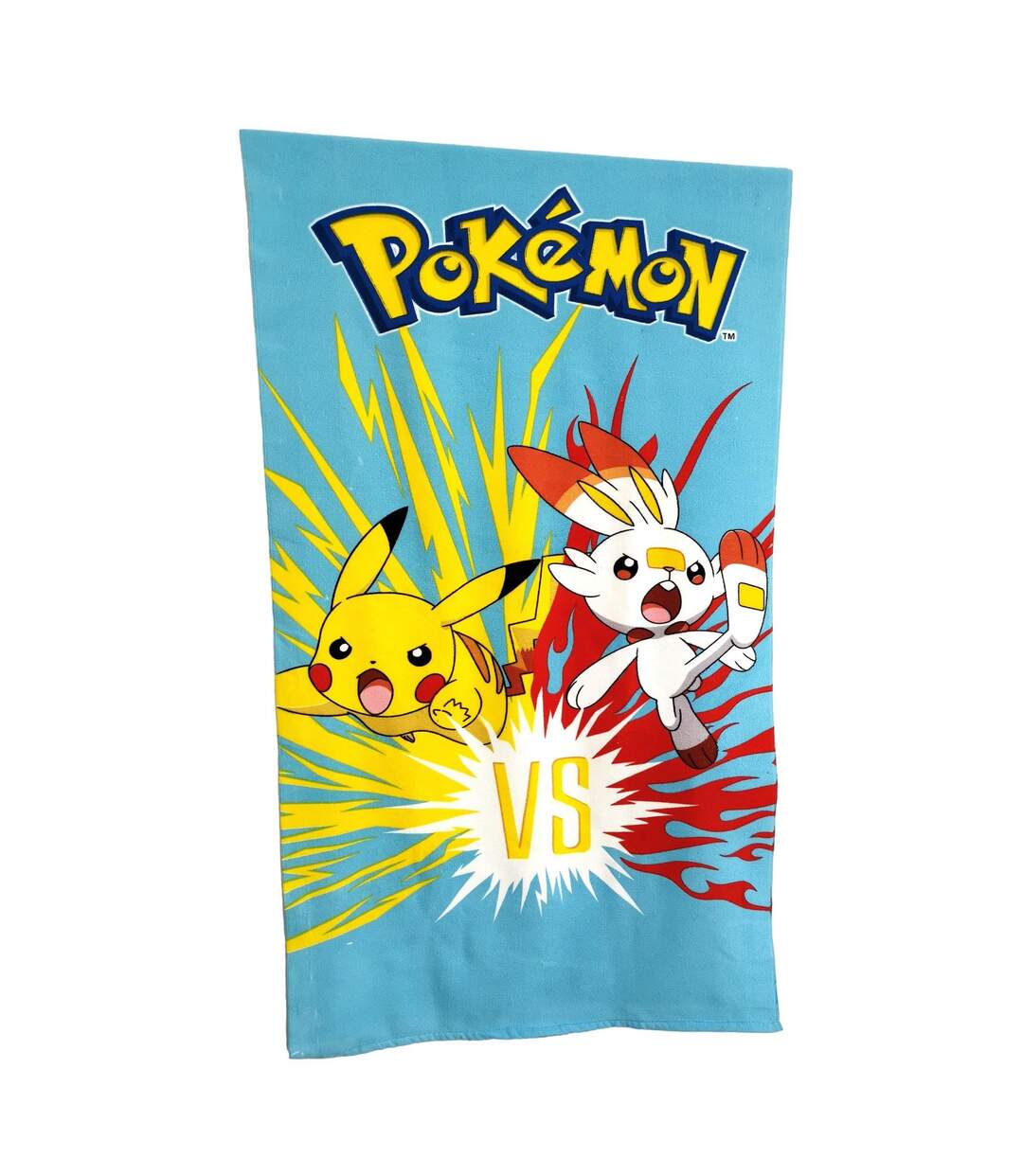 Serviette pikachu vs scorbunny bleu / jaune / rouge Pokemon-3