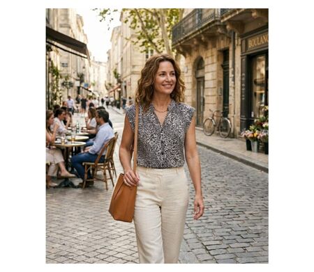Chemisier sans manches MAYFLOWER N1132A : le top en viscose fluide pour un été frais et élégant