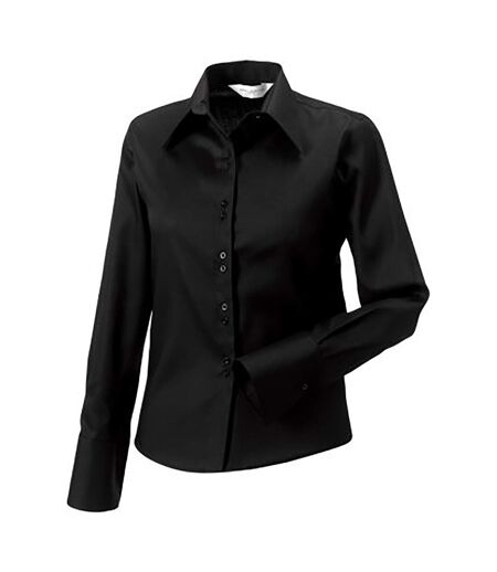 Russell Collection Ladies/Womens Long Sleeve Ultimate Non-Iron Shirt (Black)