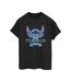 Disney Womens/Ladies Lilo And Stitch Ohana Blue Glitch Cotton Boyfriend T-Shirt (Noir) - UTBI30267-1