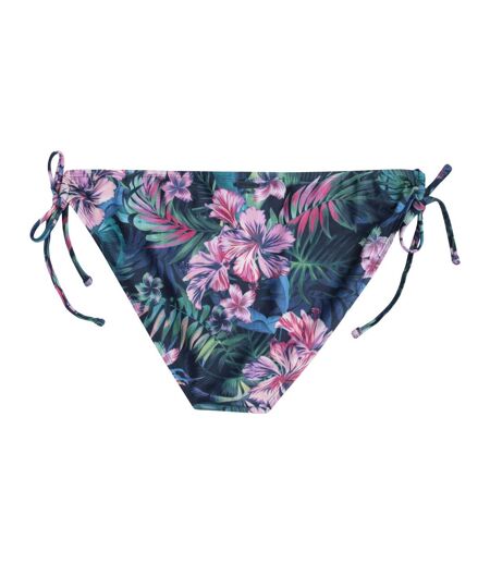 Womens/ladies Lona Floral Side Tie Bikini Bottoms Dark Blue Animal
