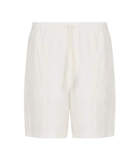 Mens Linen Plain Shorts White Emporio Armani EA7