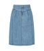 Womens/ladies Chambray Regular Midi Skirt Light Blue Yumi-1