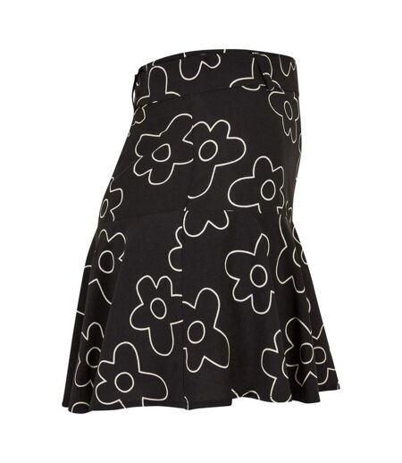Womens/ladies Flower Mini Skort Black Urban Classics