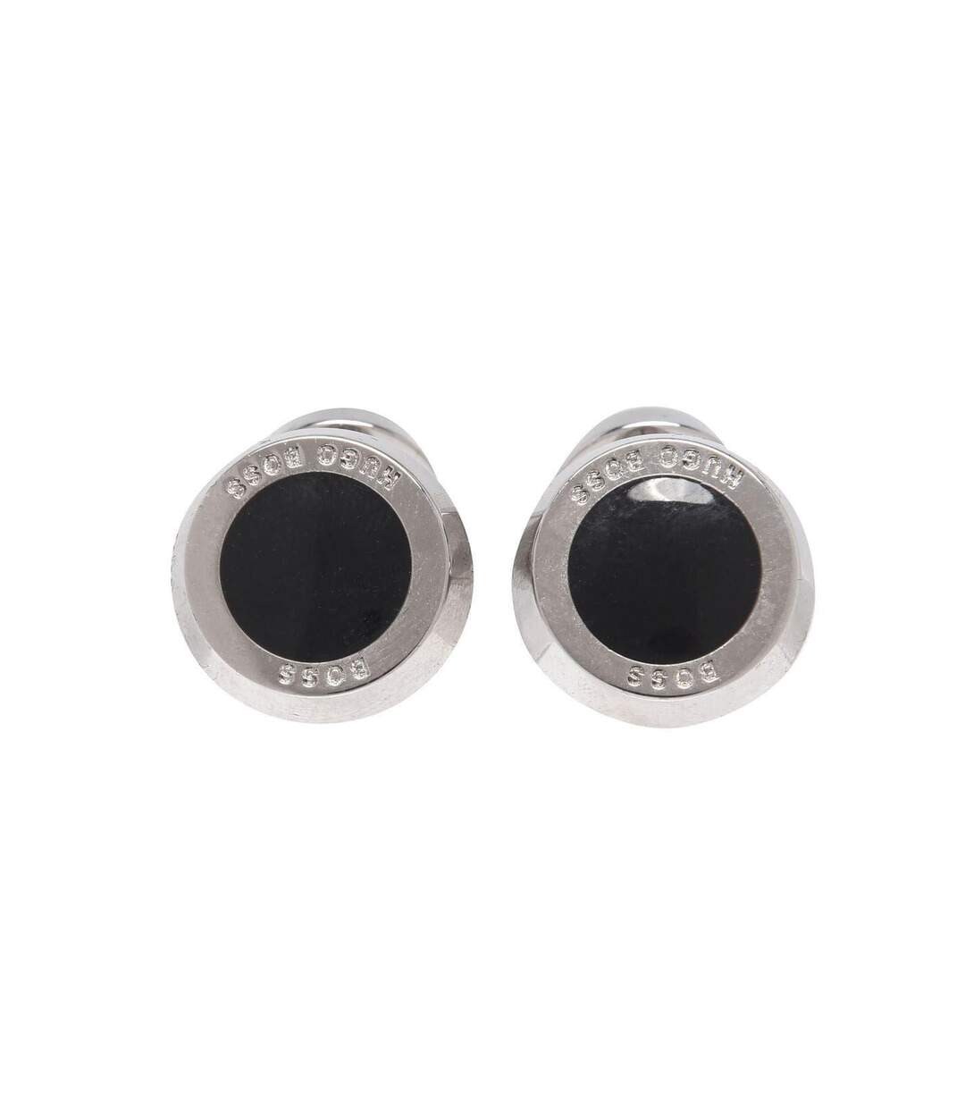 Mens Simony Polished Business Cufflinks One Size Black Boss-1