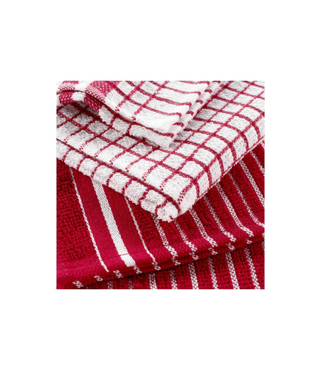 Lot de 2 Torchons Éponge Classico 50x70cm Rouge-2