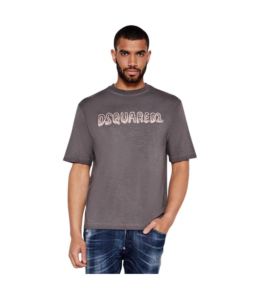 Mens Best Fade Cartoon Logo Loose Fit T-shirt Charcoal Grey DSquared2-3