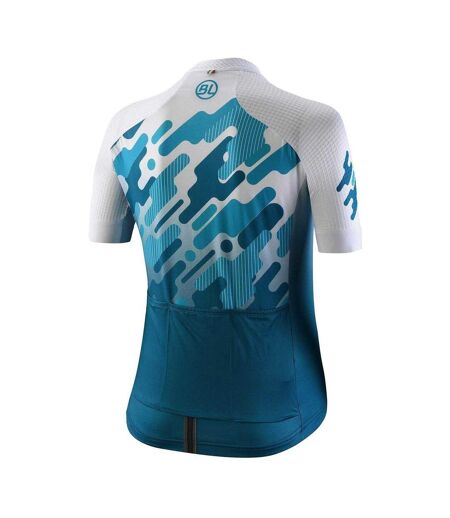 Maillot De Cyclisme Motif/style Logo Arya Femme Blanc Turquoise Vif Bicycle Line