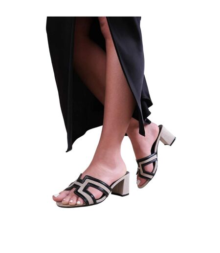 Where´s that from womens/ladies drama cut out pu block heel sandals black Where's That From