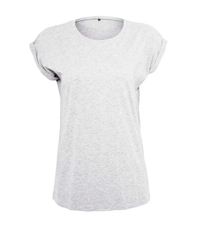 Build Your Brand Womens/Ladies Extended Shoulder T-Shirt (White)