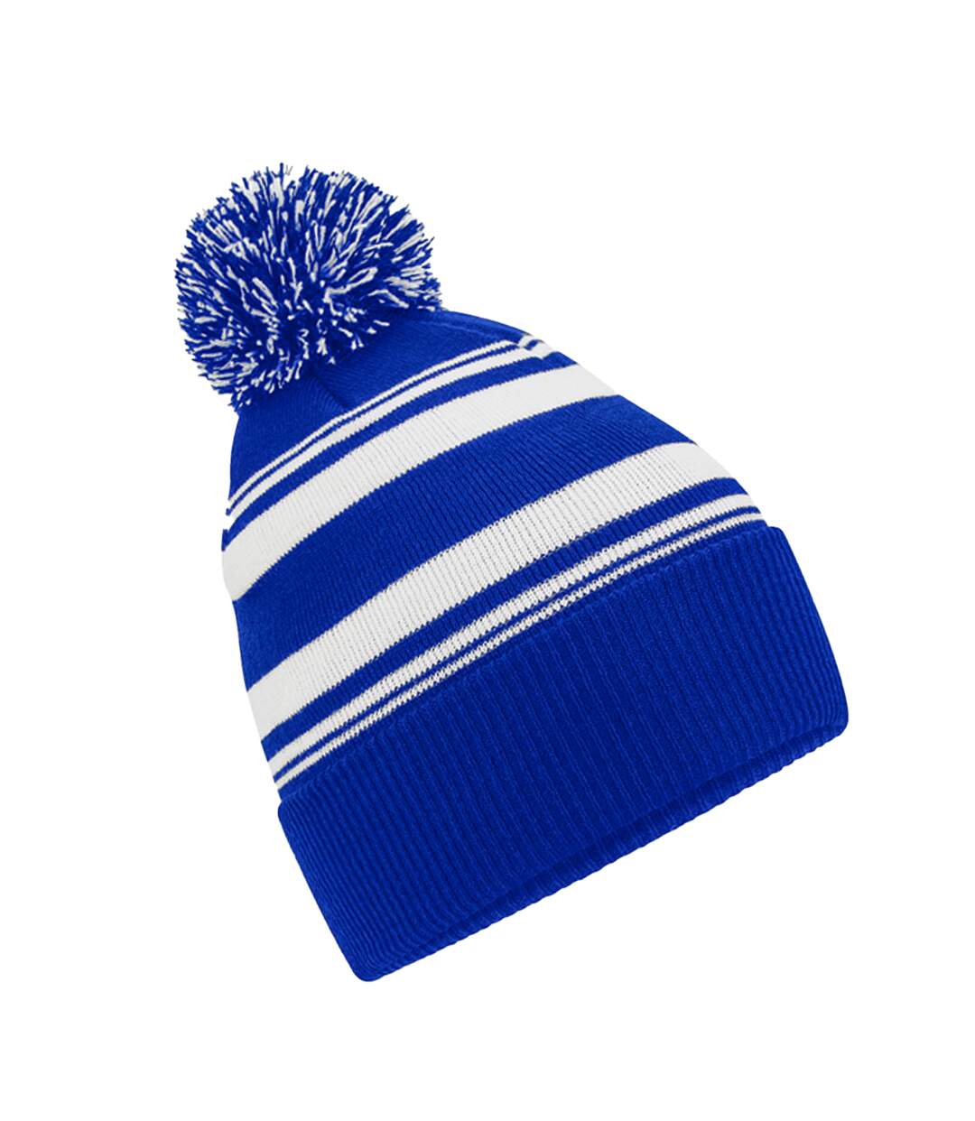 Bonnet Motif/style Rayé Fan Bleu Roi Vif Blanc Beechfield-2