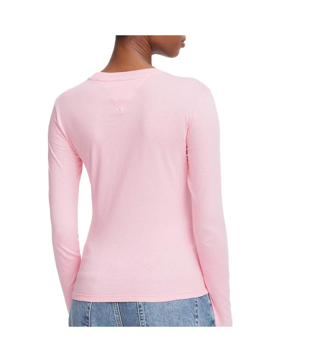 T-Shirt manches longues femme rose tommy hilfiger classic-2