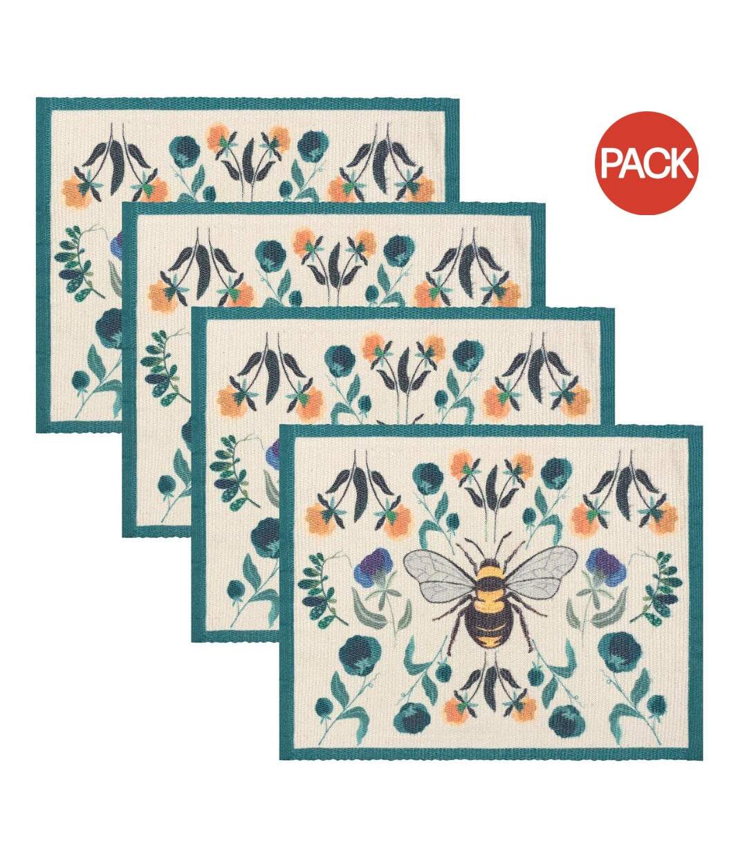 Pack of 4  Wild garden placemat  one size multicoloured Wylder-1