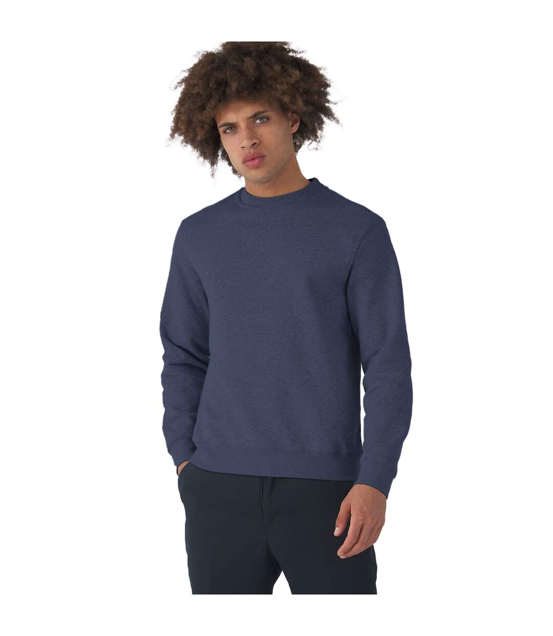 Mens set in sweatshirt heather navy B&C