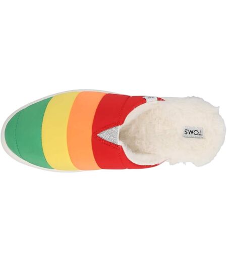 Womens/ladies Almamu Rainbow Striped Slippers White Multicoloured Toms