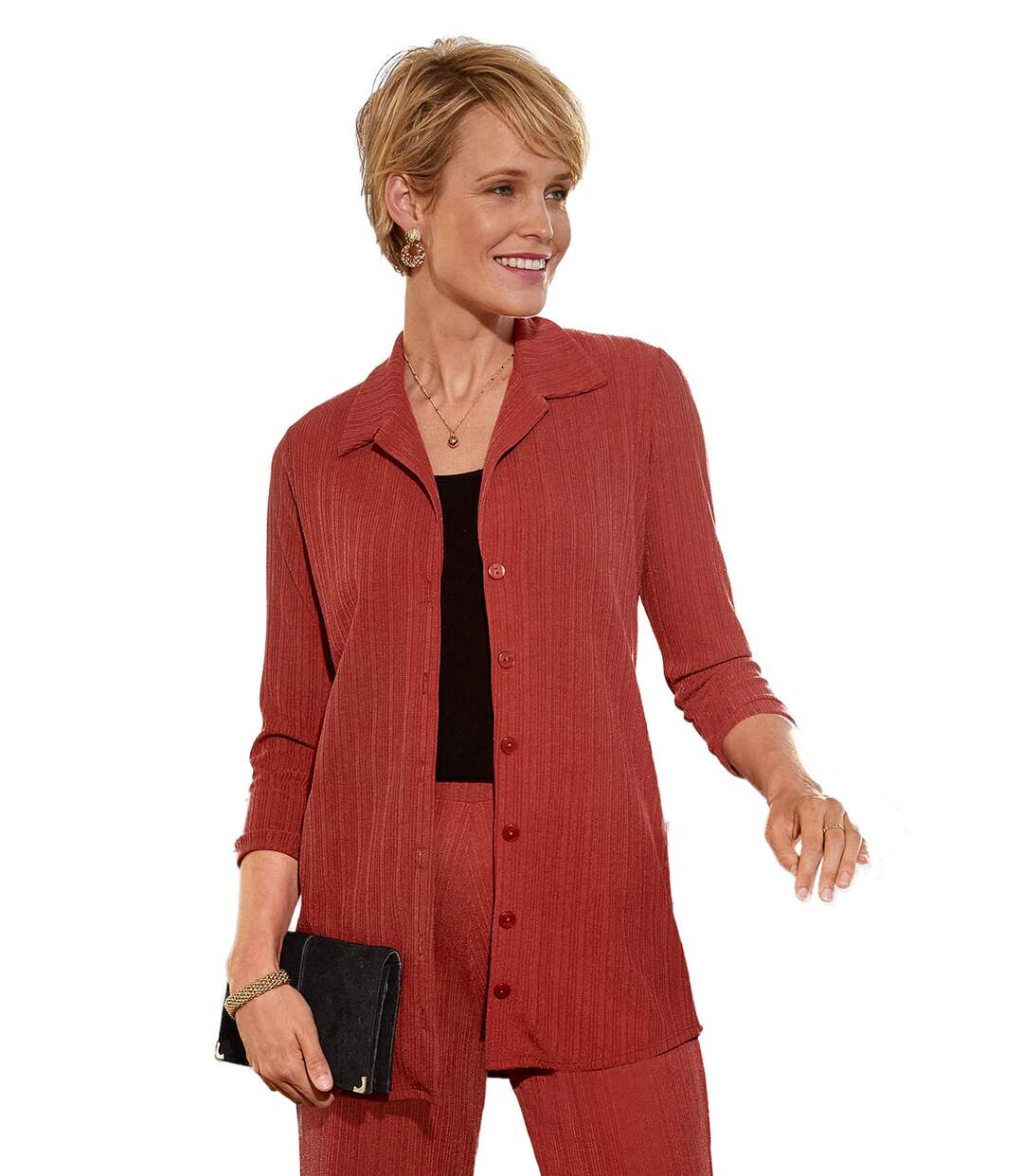 Veste légère col chemisier maille fantaisie-1