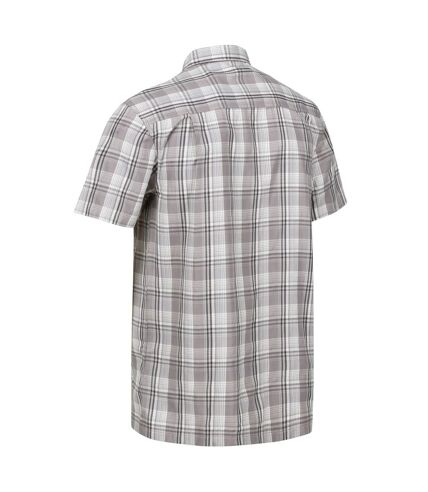 Regatta Mens Mindano VII Checked Short-Sleeved Shirt (Storm Grey)