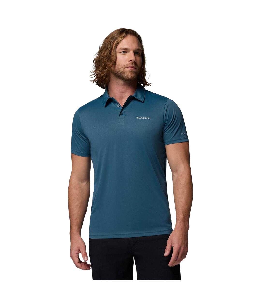 Mens Short-sleeved Polo Shirt Blue Columbia-1