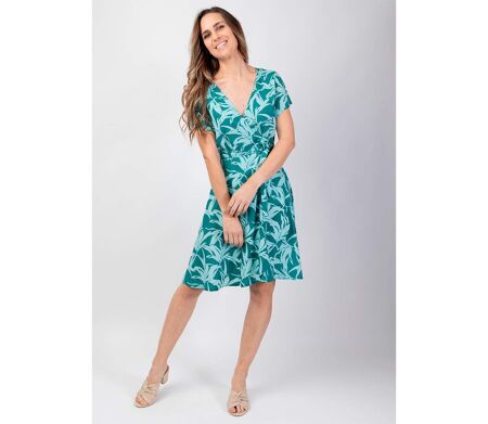 Robe courte féminine MARIKA imprimé floral bleu turquoise Coton Du Monde