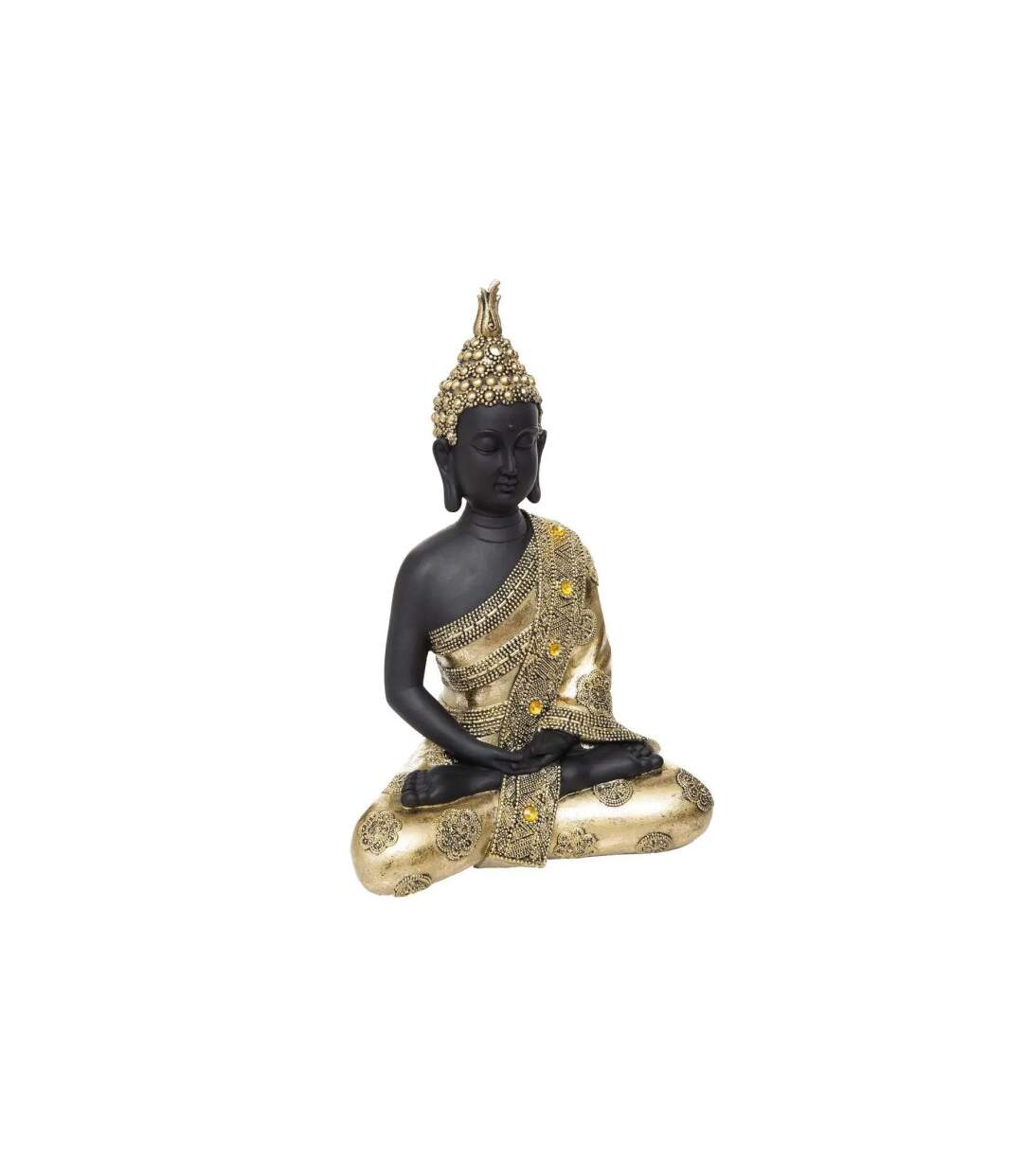 Bouddha Déco Assis 34cm Or & Noir-1