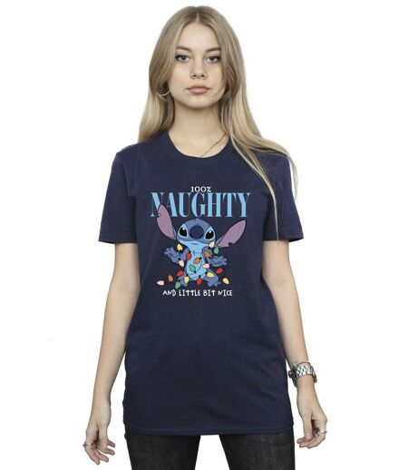 Disney Femmes/Les femmes Lilo & Stitch - T-shirt boyfriend en coton Naughty & Nice (Bleu marine) - UTBI30655
