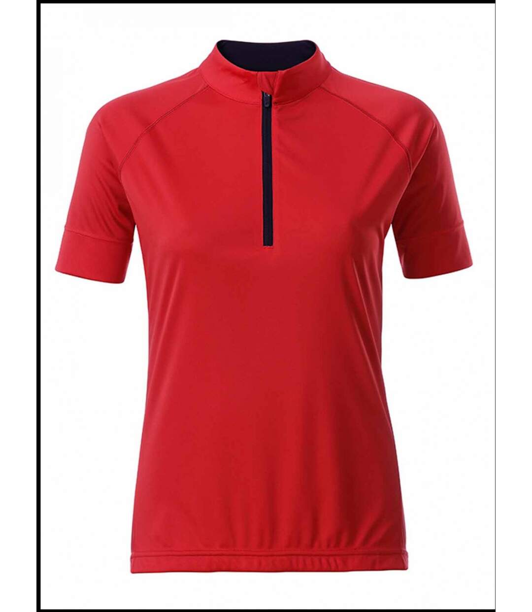 maillot cycliste demi zip - FEMME - JN513 - rouge tomate-2